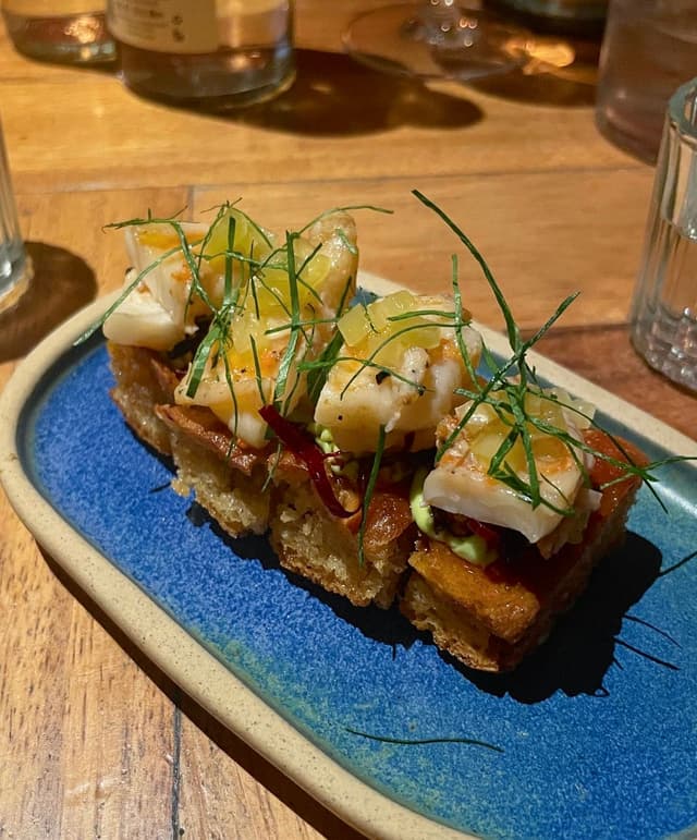 Grilled Blue Shrimp with Avocado and Chile Crisp